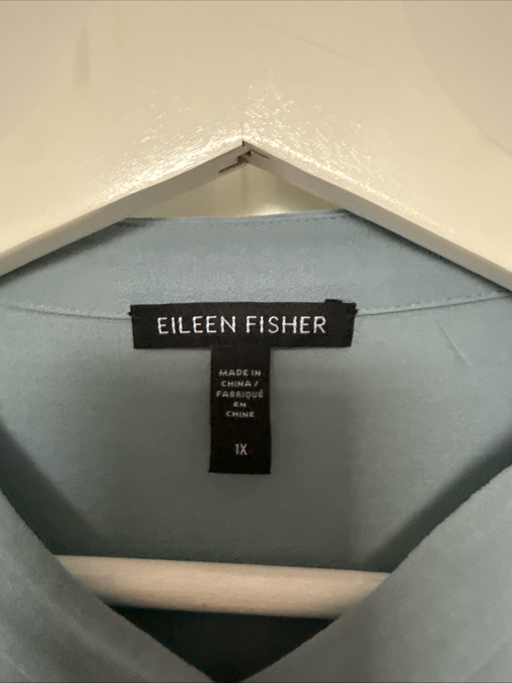 Eileen Fisher Flowy Light Blue Blous Sz 1X 100% Silk Classic Old Money Timeless - Picture 2 of 7